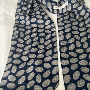 Edward Armah Navy Oval Print Silk ascot tie